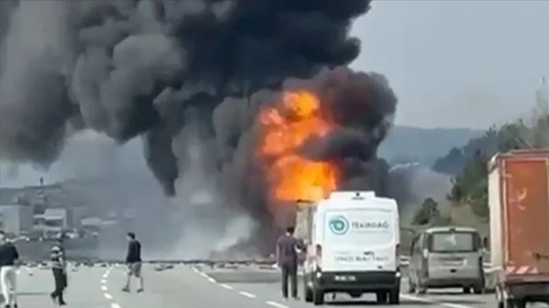 A fire broke out in a truck on the Northern Marmara Highway