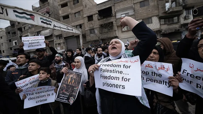 A protest was held in Damascus, the capital of Syria, against Israel’s death penalty law targeting Palestinians